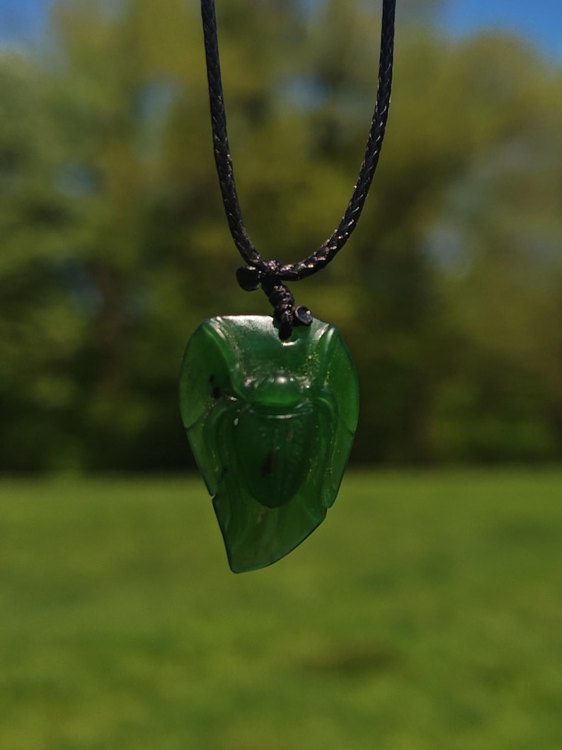 Hand-Crafted Certified Siberian Spinach Green Nephrite Jade Baby Spider Pendant