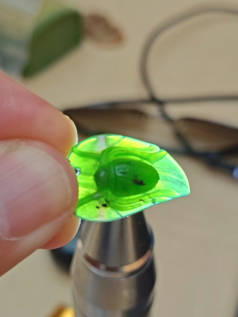Hand-Crafted Certified Siberian Spinach Green Nephrite Jade Baby Spider Pendant - Image 10