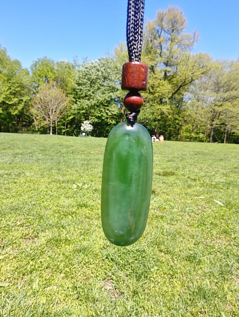 Hand-Crafted Certified Siberian Green Nephrite Jade Pendant