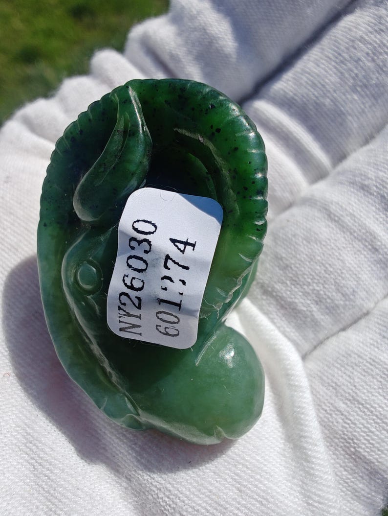Canadian Nephrite Jade Ram Head Pendant, Hand Carved, Lab Certified - Image 4