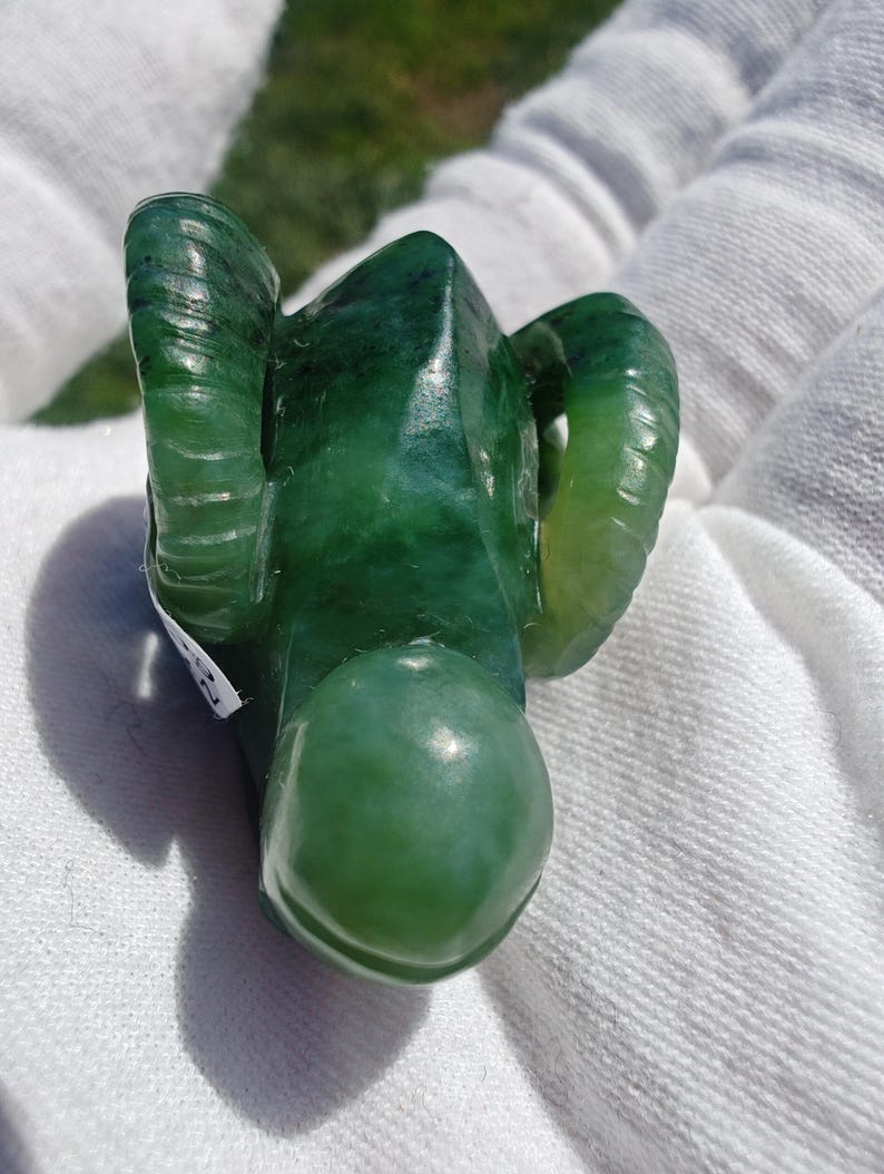 Canadian Nephrite Jade Ram Head Pendant, Hand Carved, Lab Certified - Image 6