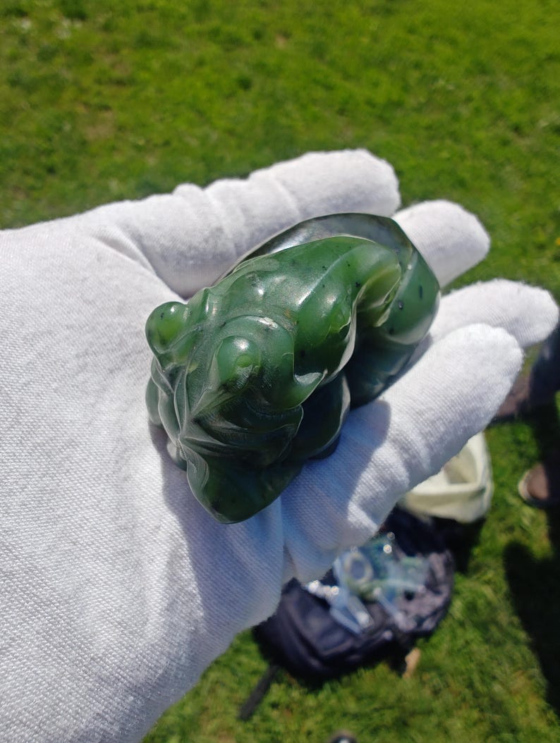Certified Hand Carved Nephrite Jade Horse Lying Down - Image 4
