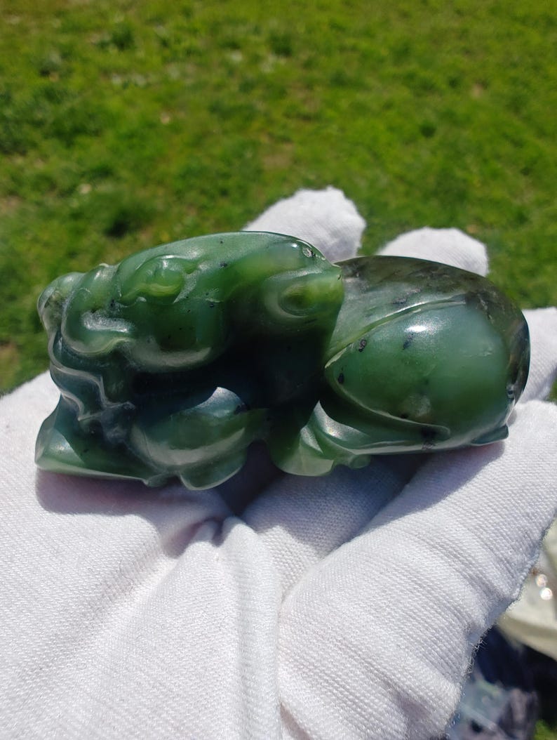 Certified Hand Carved Nephrite Jade Horse Lying Down