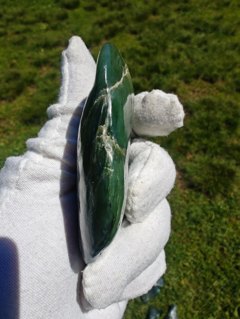 Icy! Authentic Big Sur Jade Tumbled Palm Stone - Image 3