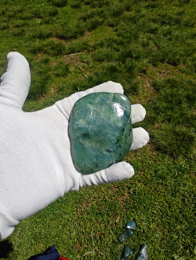 Icy! Authentic Big Sur Jade Tumbled Palm Stone - Image 7