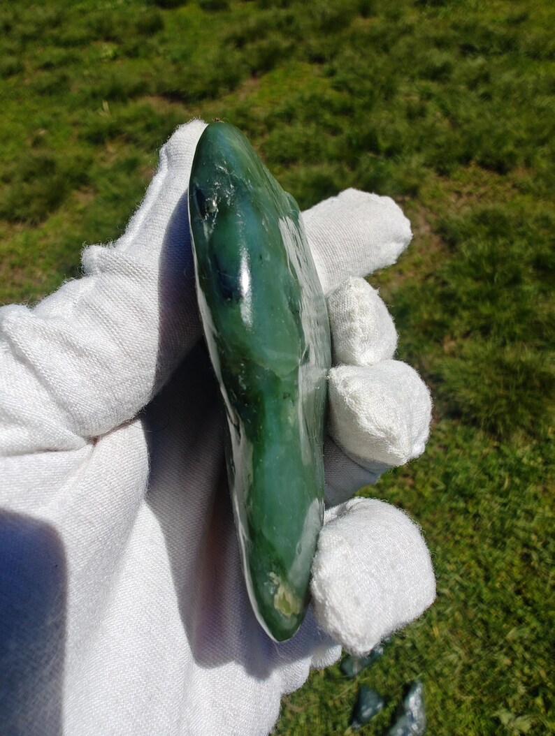Icy! Authentic Big Sur Jade Tumbled Palm Stone - Image 6