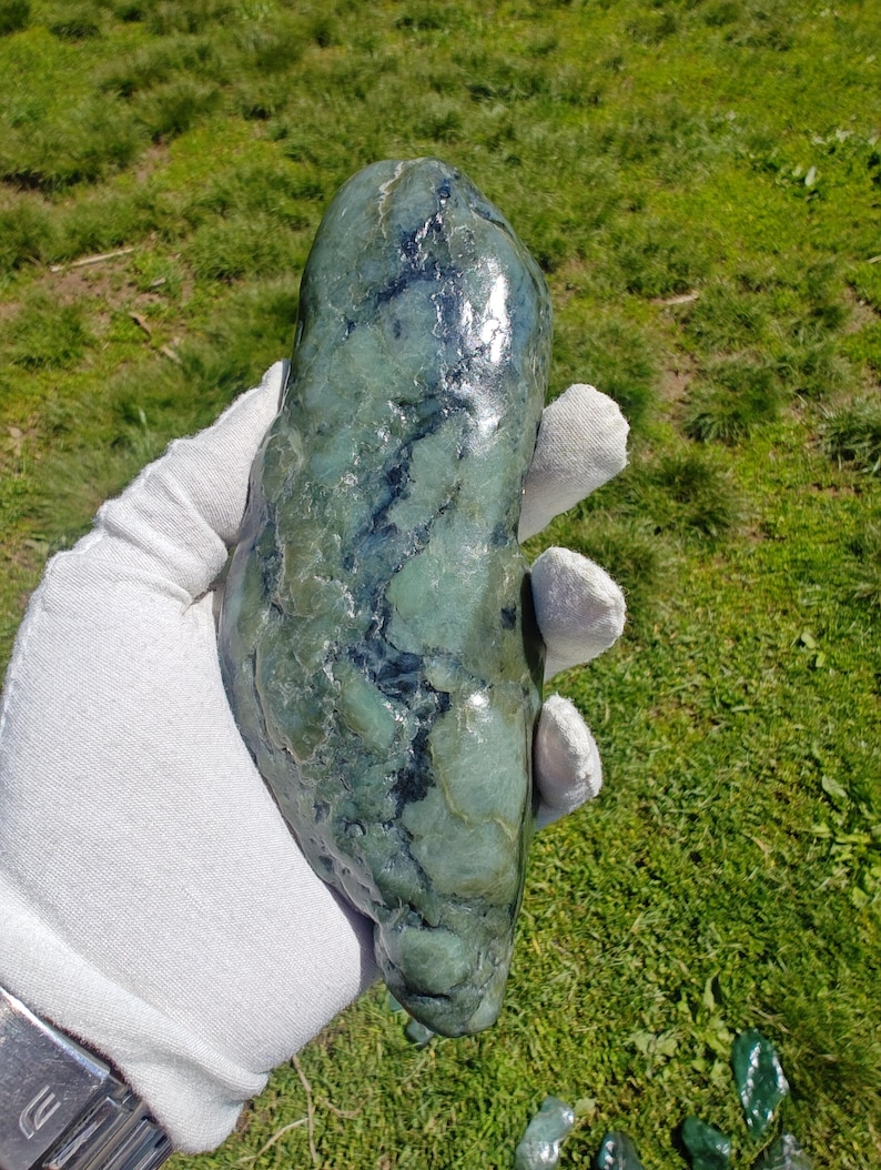 Rare! Authentic Big Sur Jade Tumbled Palm Stone