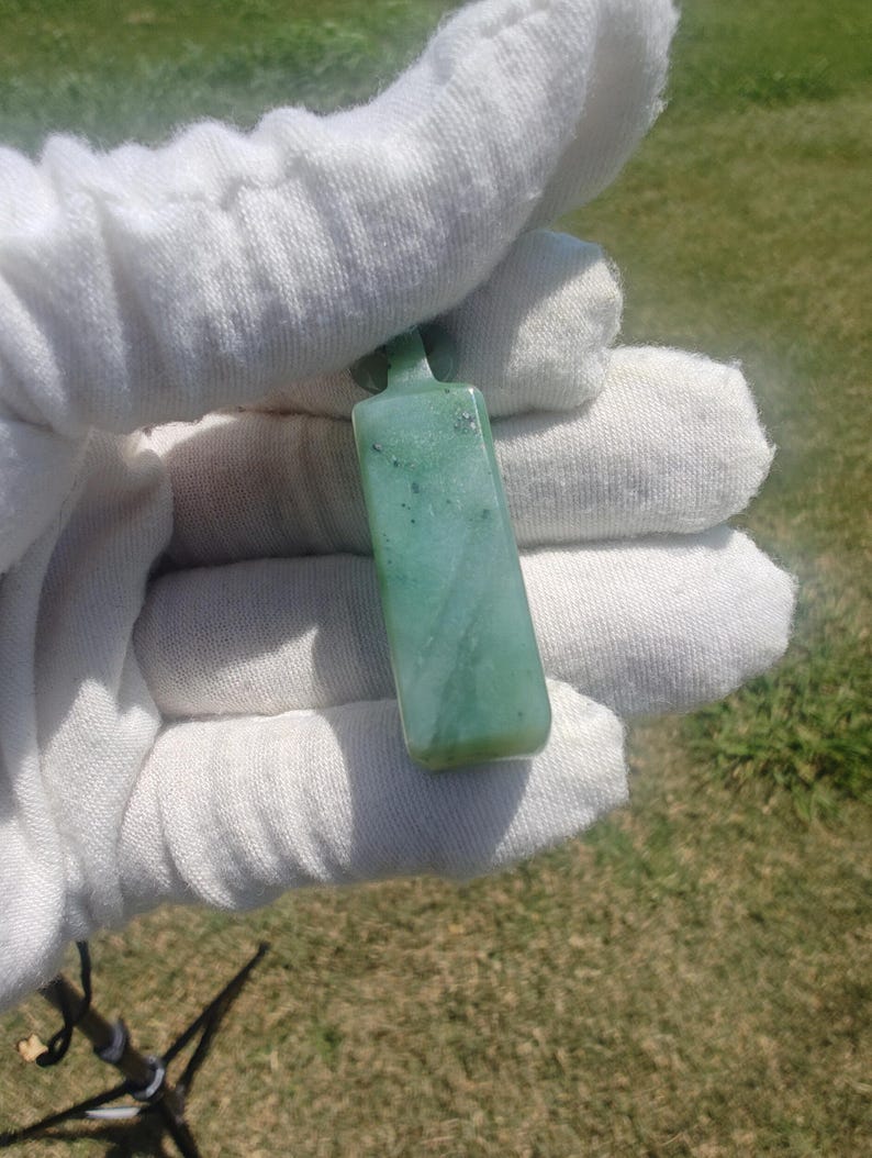 Certified Authentic Icy Siberian Nephrite Jade Hand Carved Pendant - Image 9
