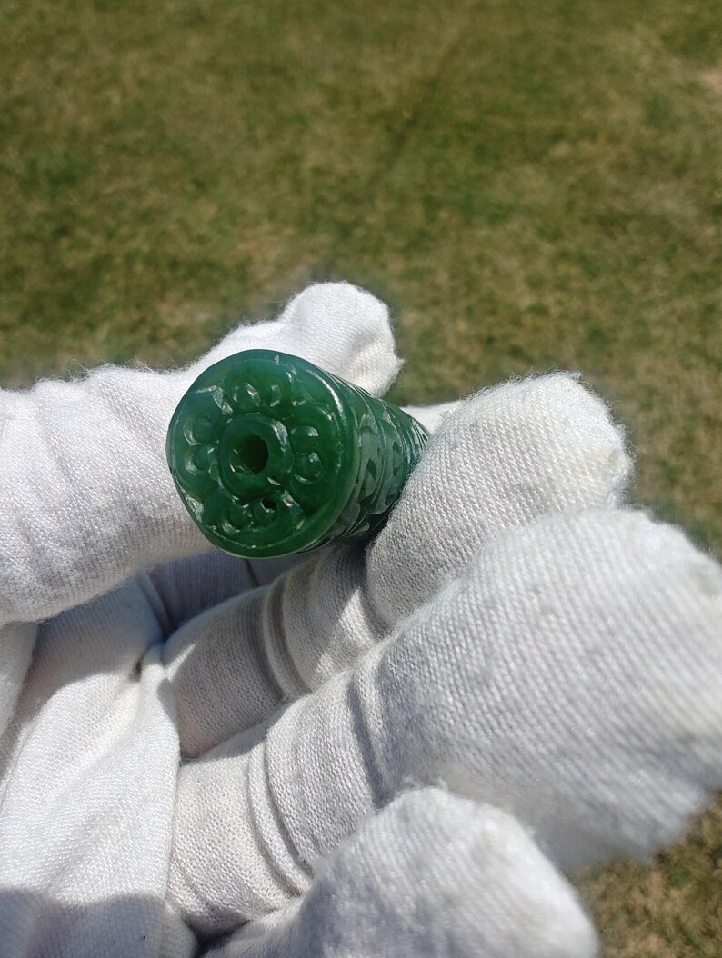Certified Handmade Canadian Yukon Nephrite Jade Tube Bead - Image 6