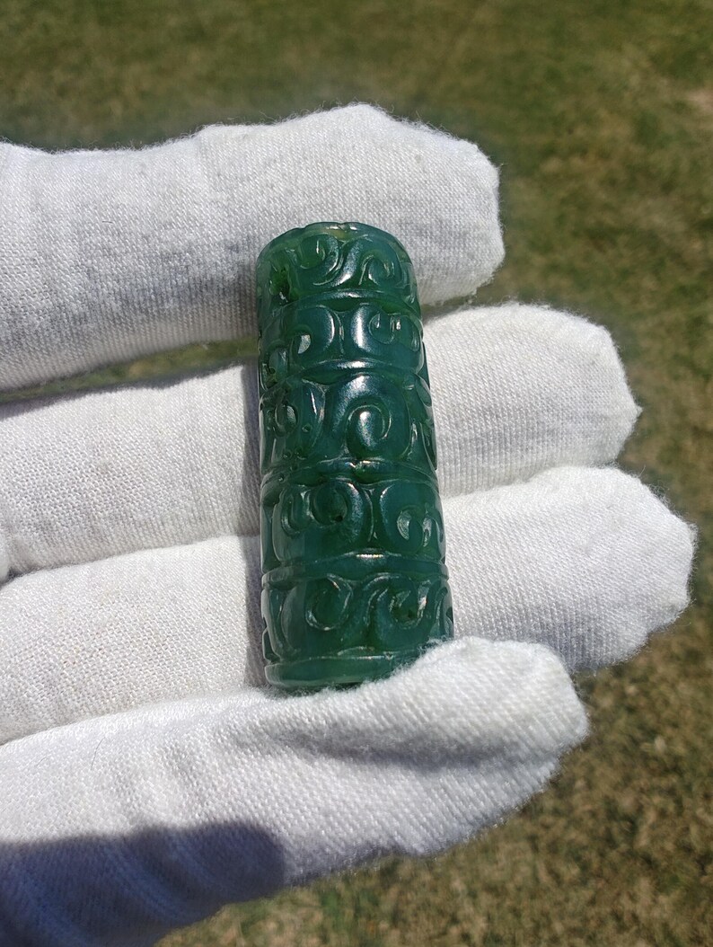 Certified Handmade Canadian Yukon Nephrite Jade Tube Bead - Image 8