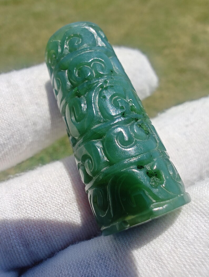 Certified Handmade Canadian Yukon Nephrite Jade Tube Bead - Image 3