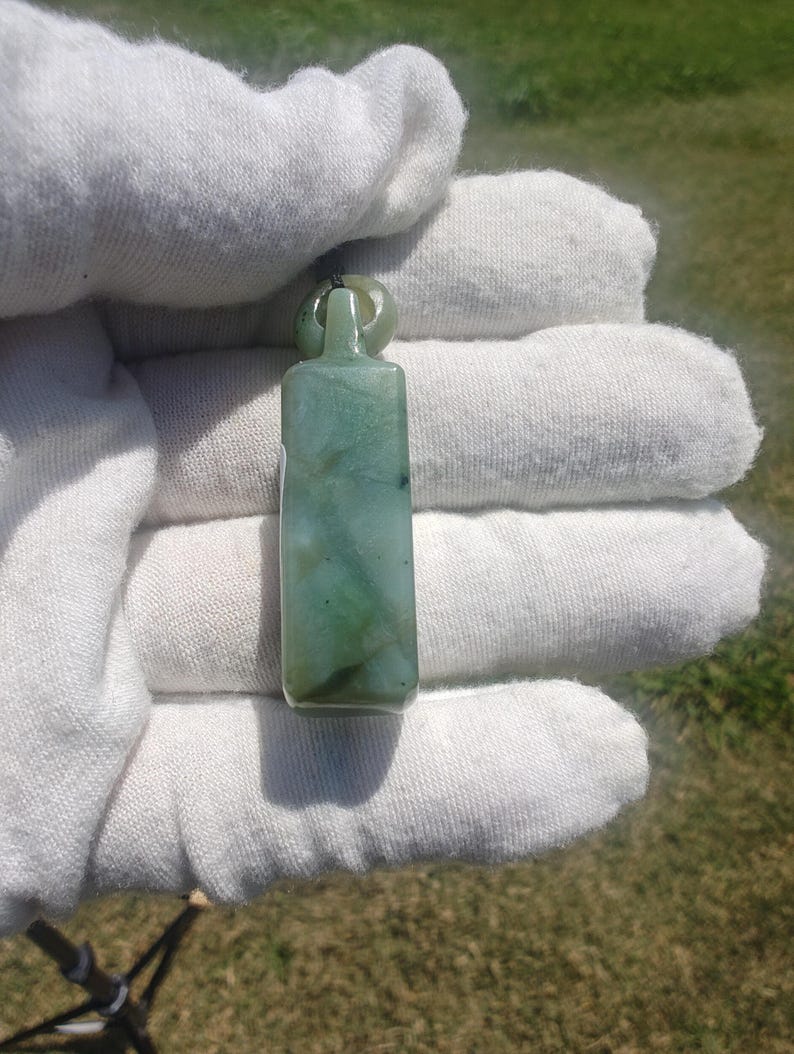 Certified Authentic Icy Siberian Nephrite Jade Hand Carved Pendant - Image 4