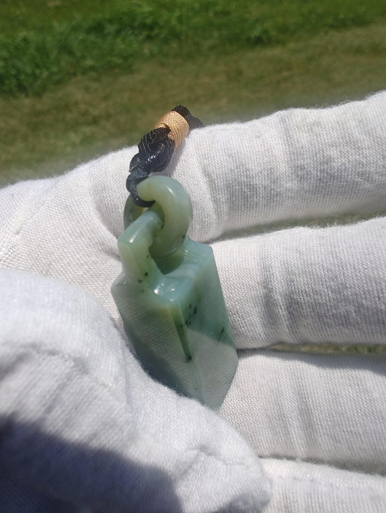 Certified Authentic Icy Siberian Nephrite Jade Hand Carved Pendant - Image 7