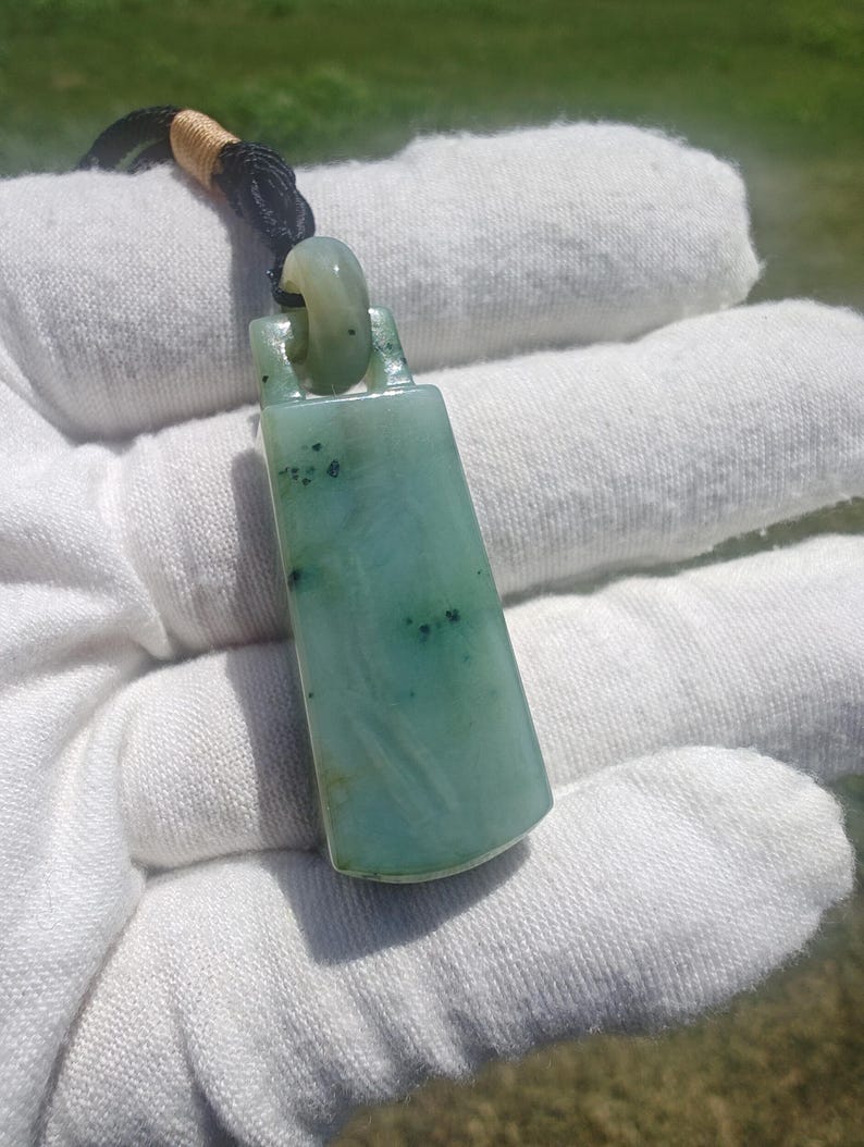 Certified Authentic Icy Siberian Nephrite Jade Hand Carved Pendant