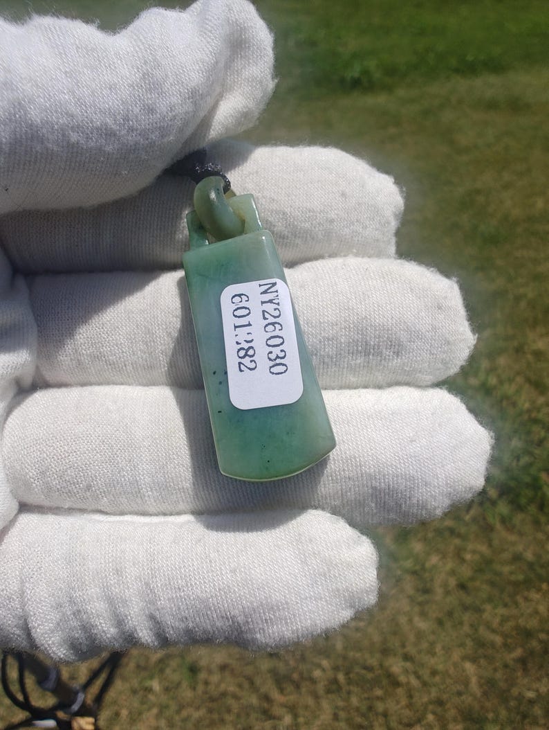 Certified Authentic Icy Siberian Nephrite Jade Hand Carved Pendant - Image 2