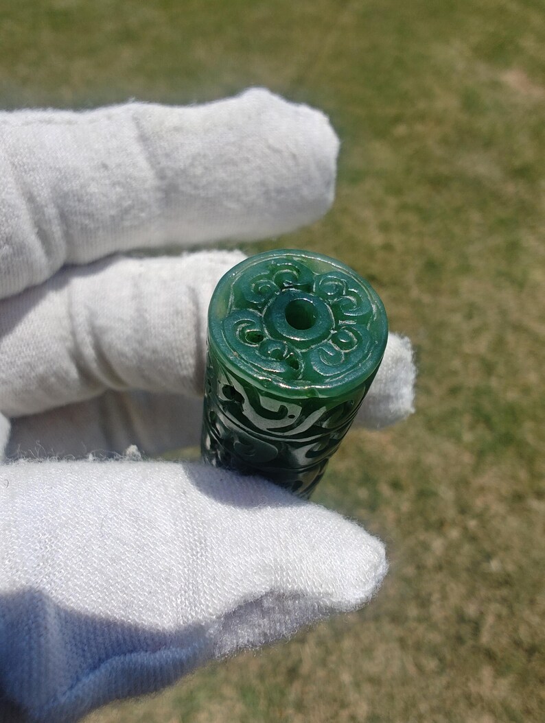 Certified Handmade Canadian Yukon Nephrite Jade Tube Bead - Image 5