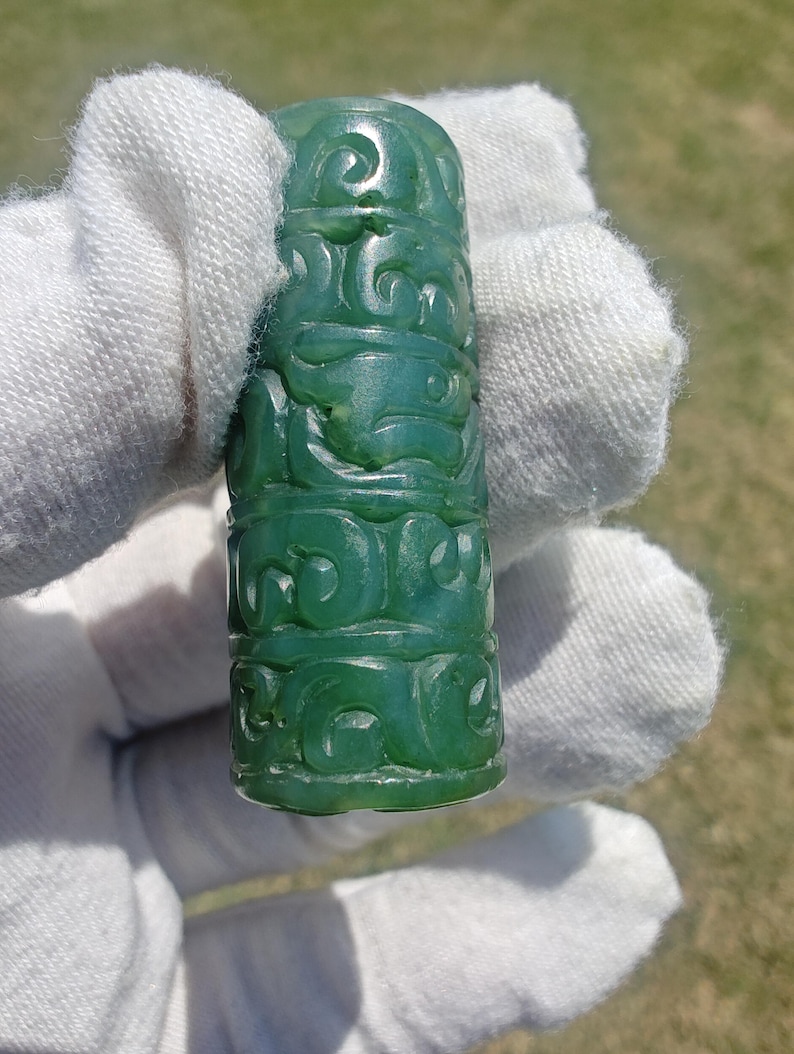 Certified Handmade Canadian Yukon Nephrite Jade Tube Bead - Image 2