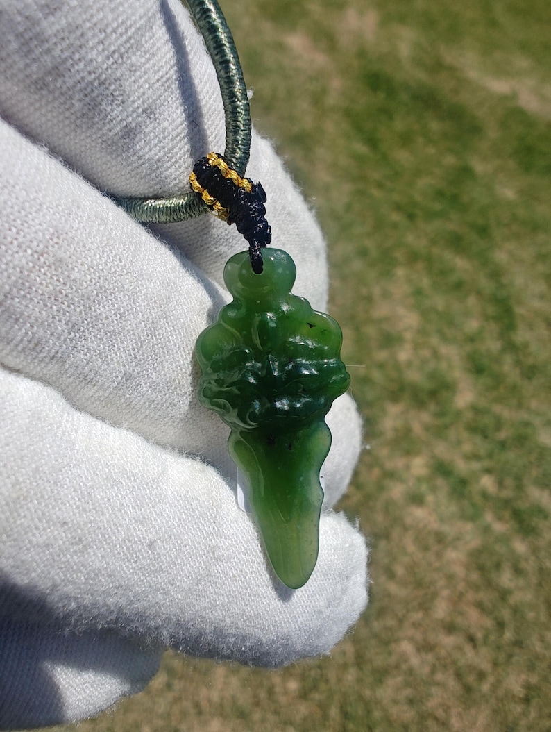 Certified Hand Carved Canadian Nephrite Jade Sword Pendant