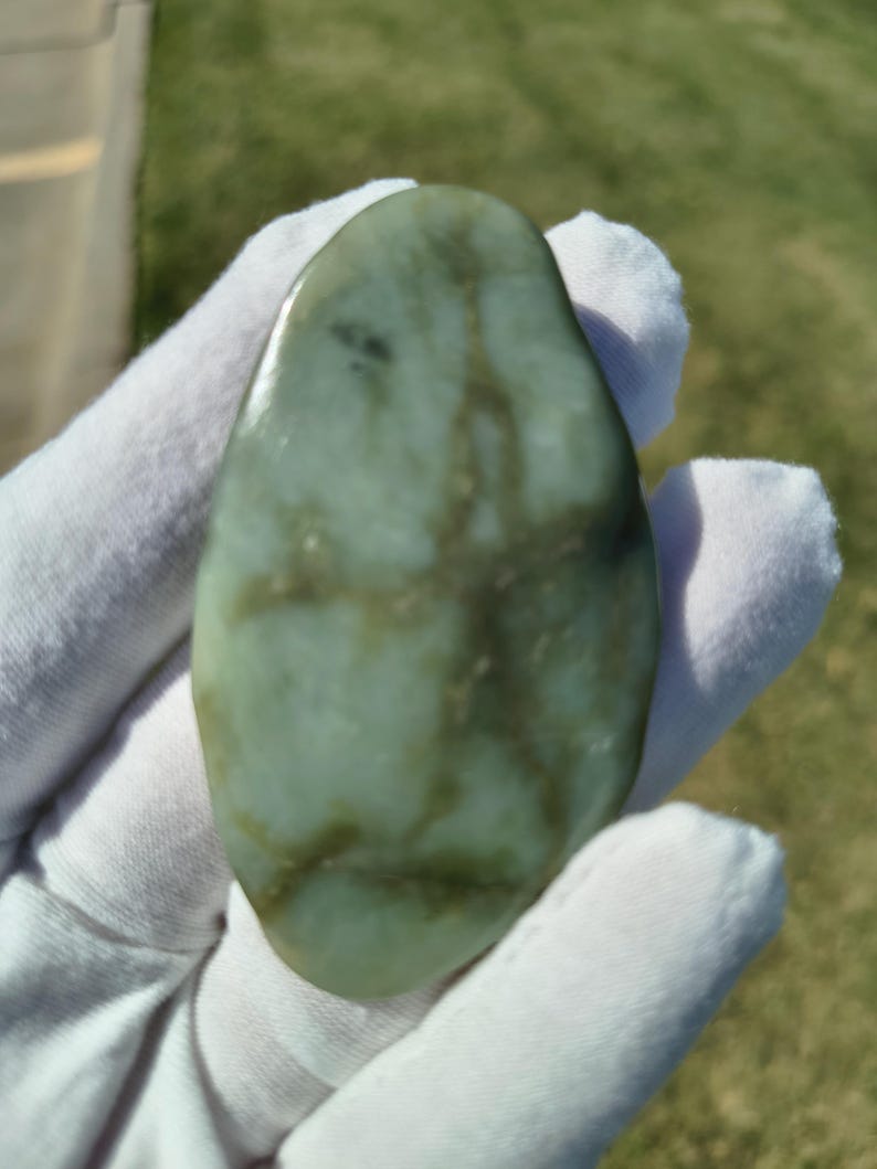 Siberian Nephrite Jade Palm Stone – Duck Egg Cyan Jade