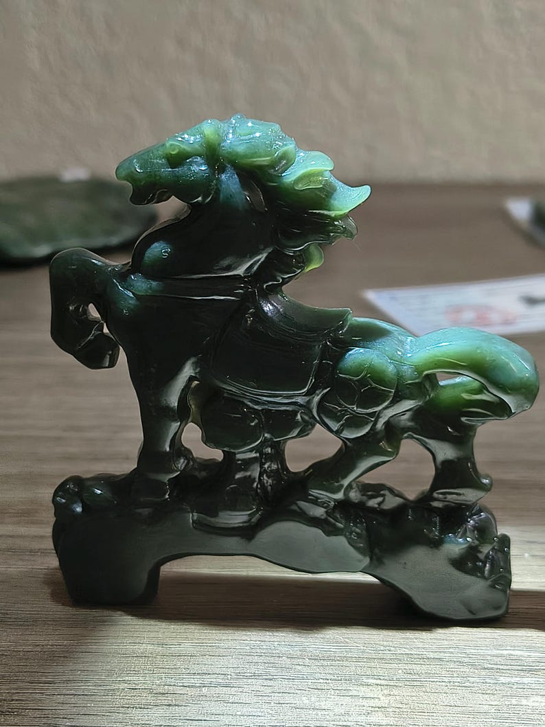 Certified Hand Carved Nephrite Jade Horse (Not Big Sur Jade)