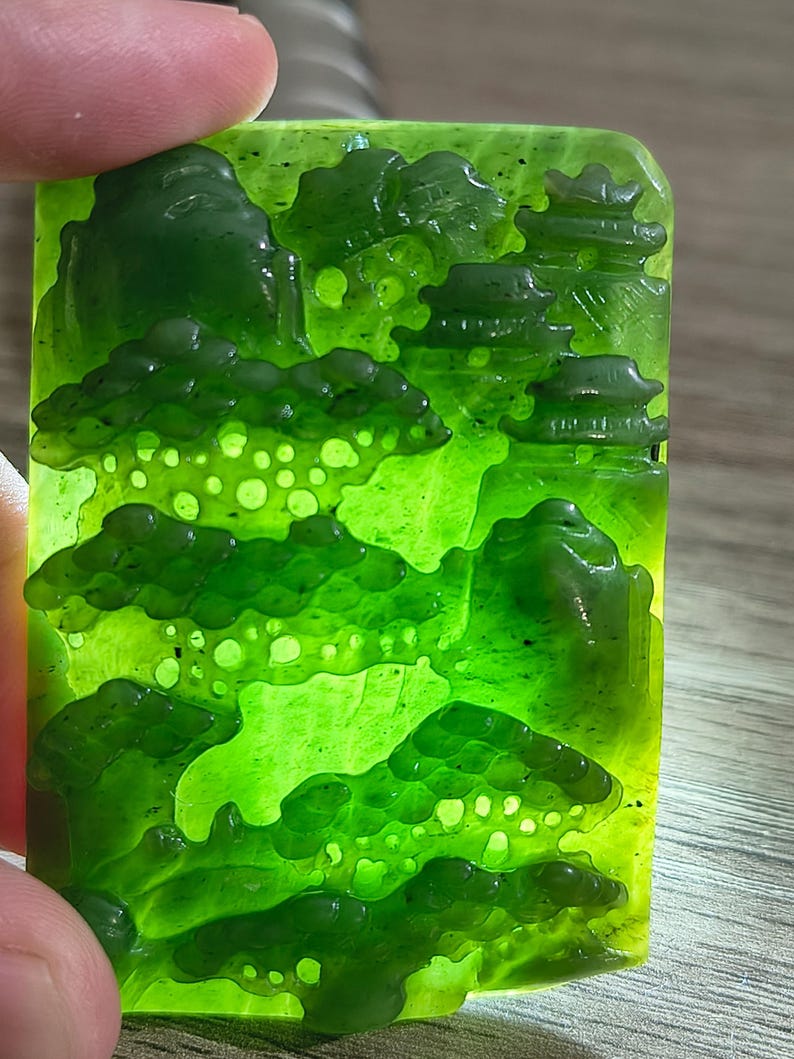 Authentic Nephrite Jade Hand Carved Stereo Landscape (Lab Certified Himalayan Jade) - Image 9