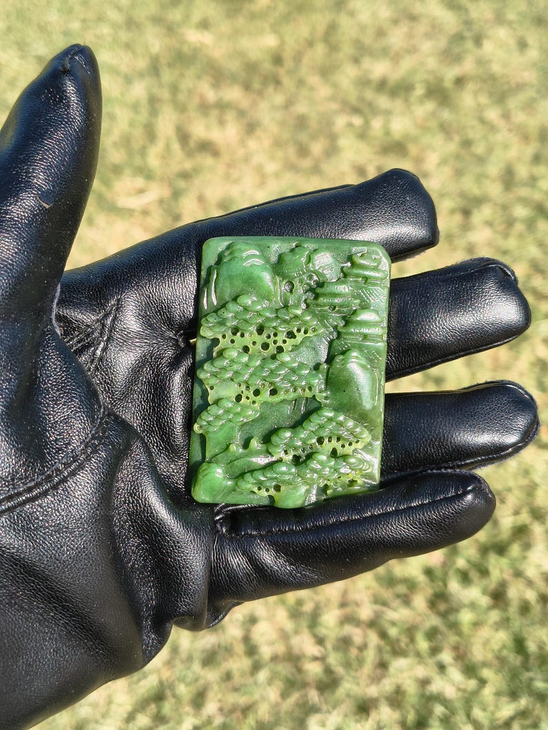 Authentic Nephrite Jade Hand Carved Stereo Landscape (Lab Certified Himalayan Jade) - Image 7