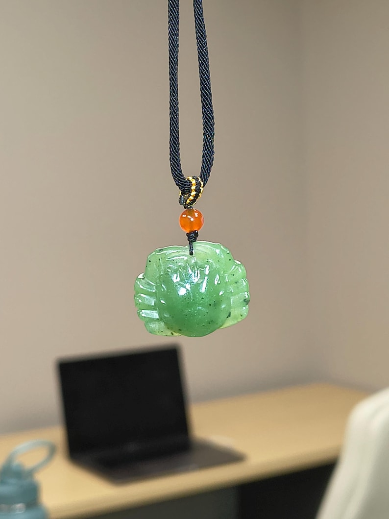 Certified Hand Carved Canadian Nephrite Jade Crab Pendant - Image 7
