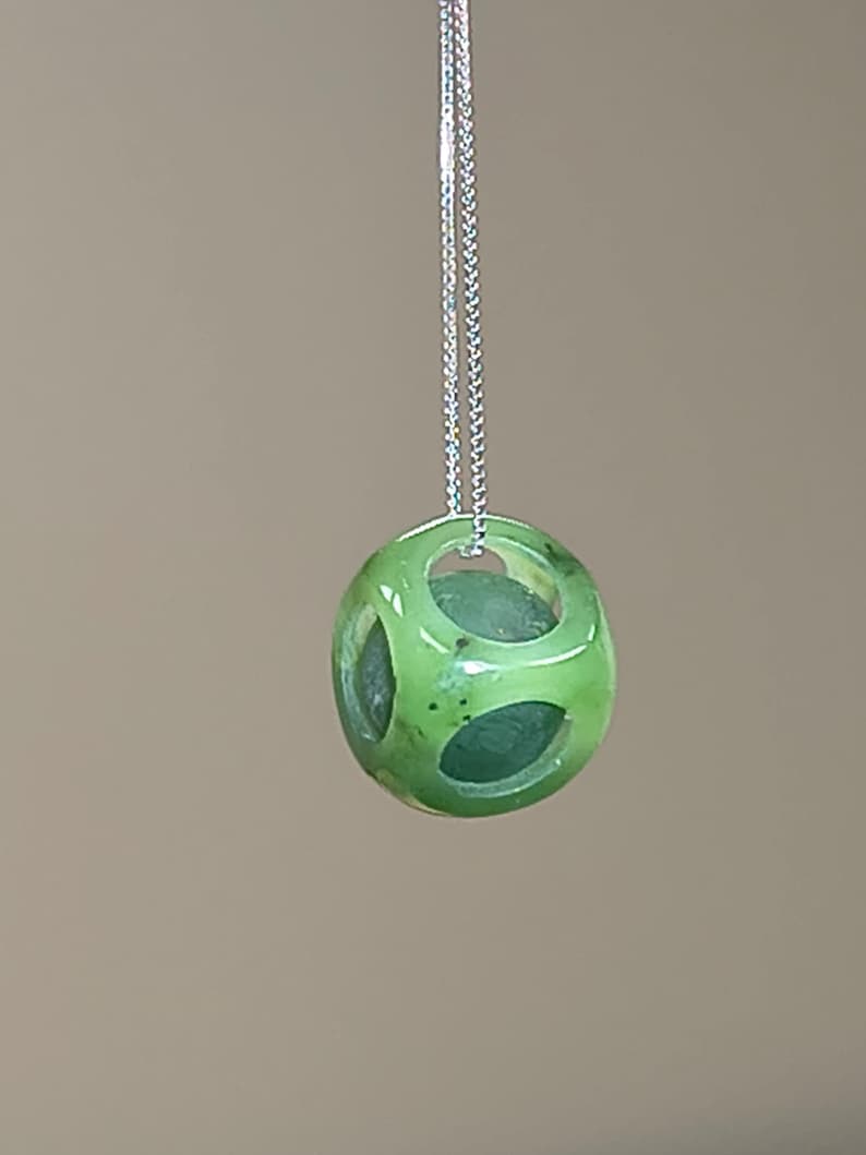 Lab Certified Nephrite Jade Ball Pendant - 14mm Carving
