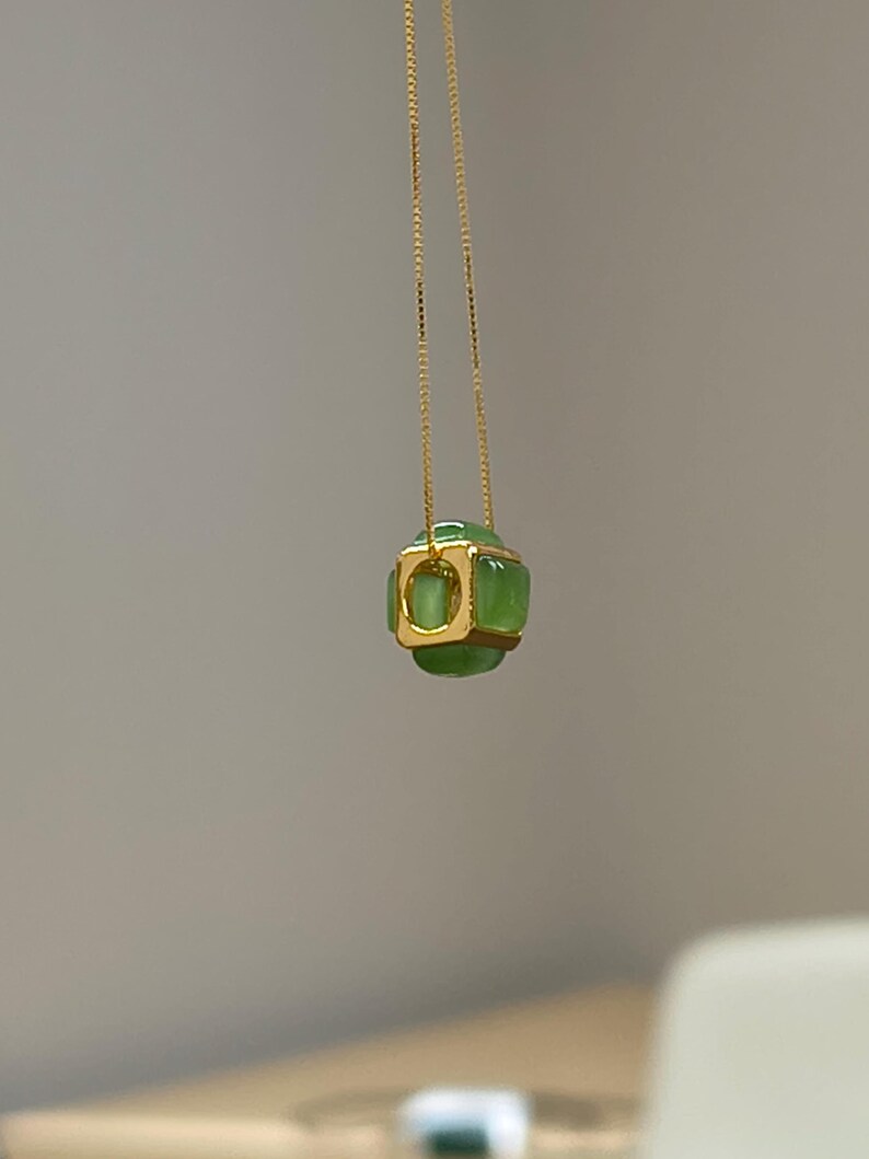 Certified Authentic Siberian Apple Green Nephrite Jade Hand Carved Bolt Shaped Pendant - Image 5