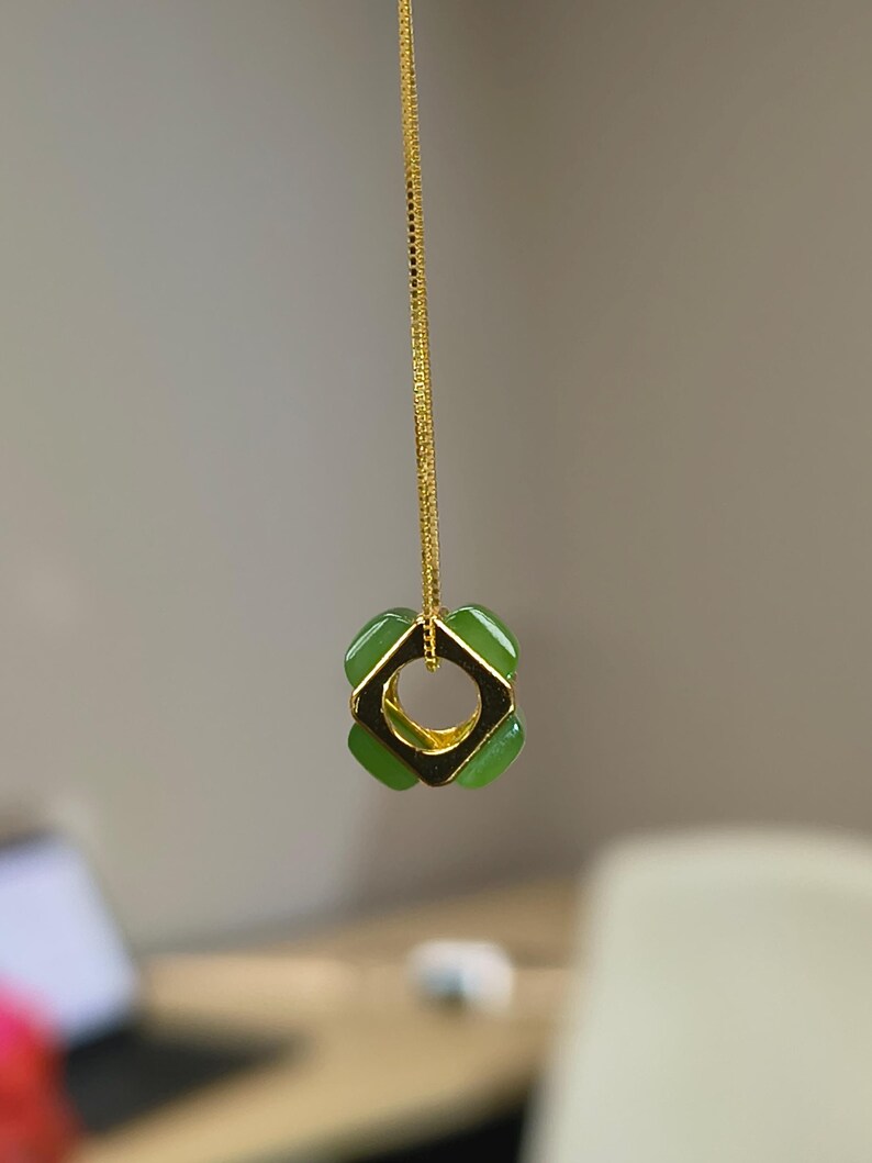 Certified Authentic Siberian Apple Green Nephrite Jade Hand Carved Bolt Shaped Pendant - Image 7