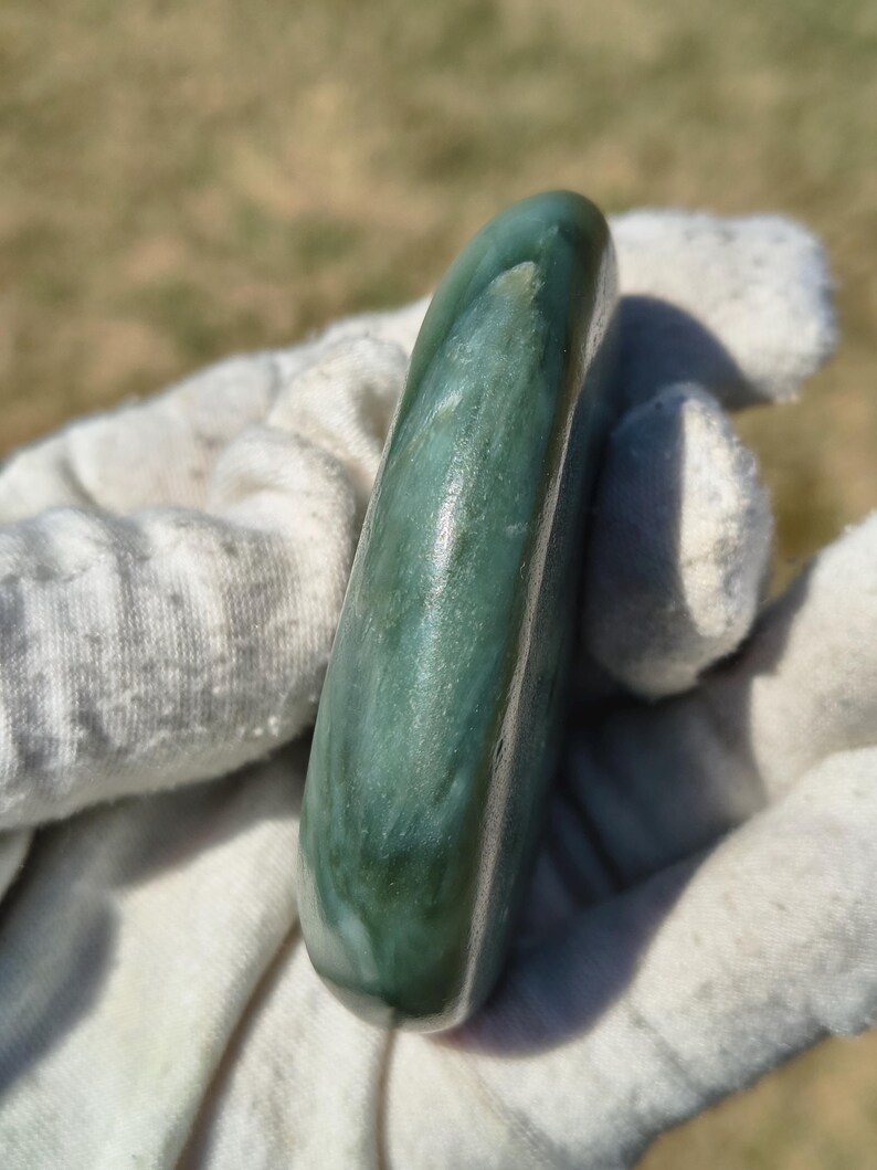 Authentic Siberian Olive-Cyan Chatoyancy Nephrite Jade - Image 3