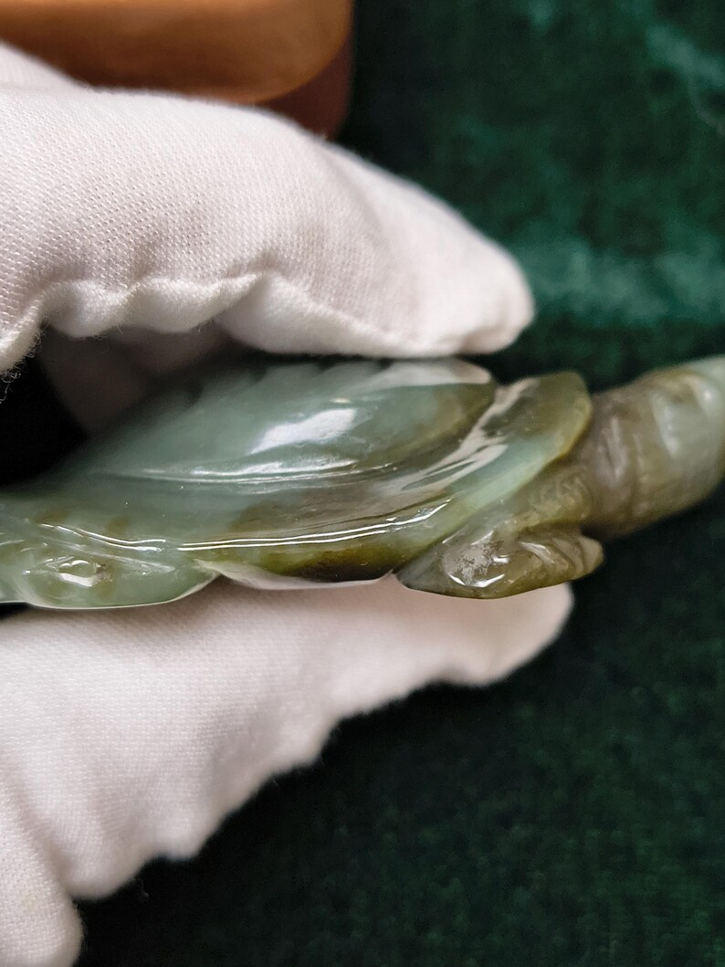 Certified Hand Carved Nephrite Jade Softshell Turtle - Image 3