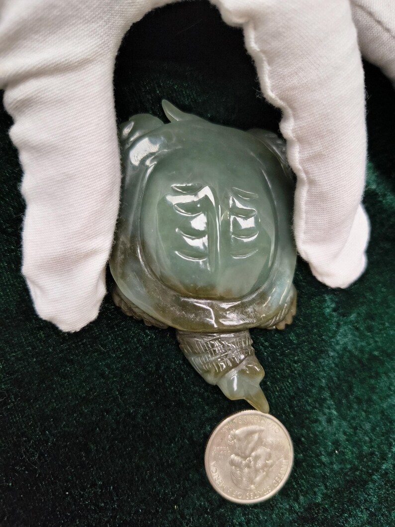 Certified Hand Carved Nephrite Jade Softshell Turtle - Image 4