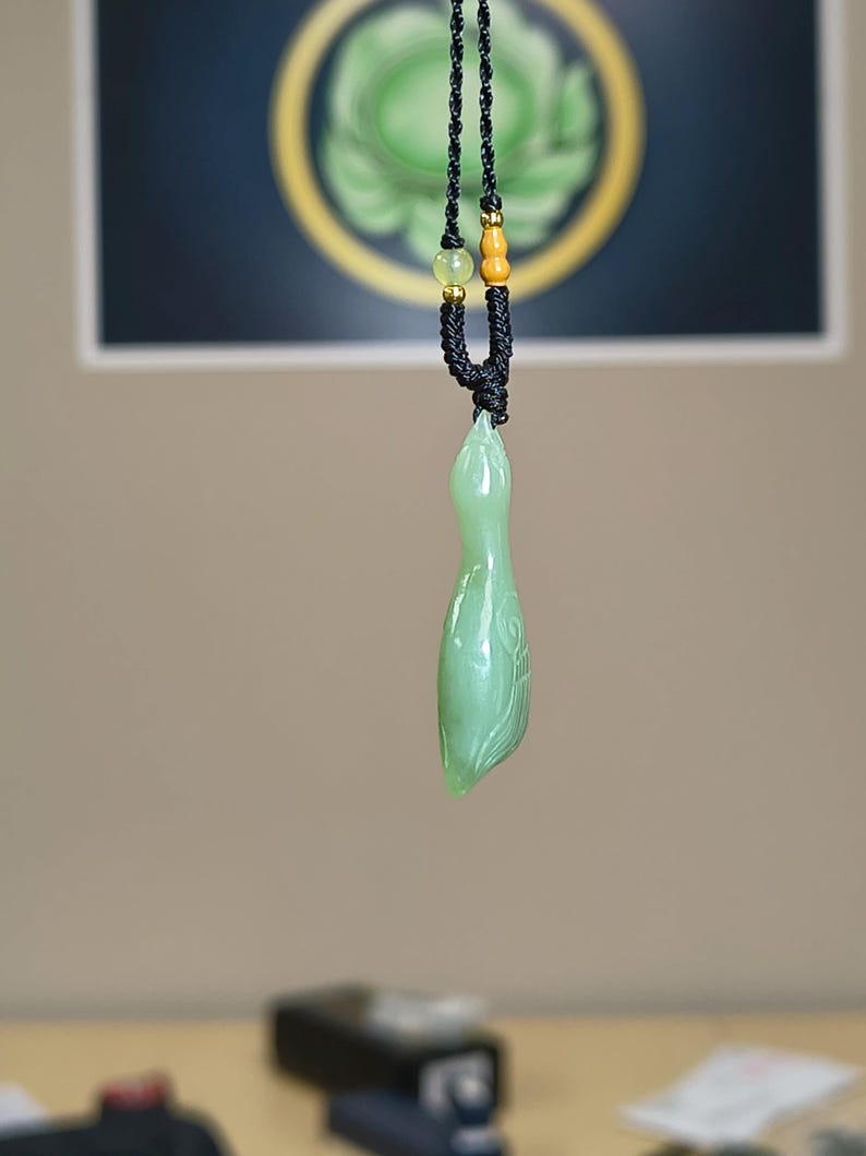 Authentic Siberian Light-Cyan Nephrite Jade Ram Goose Pendant - Image 2