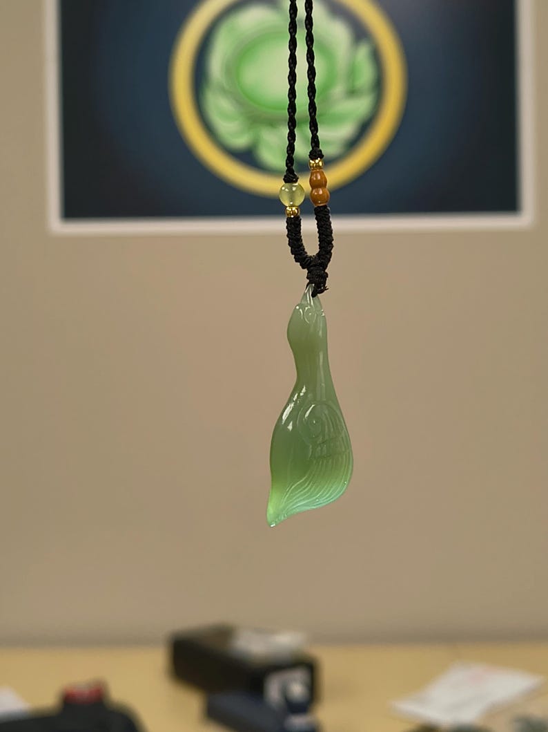 Authentic Siberian Light-Cyan Nephrite Jade Ram Goose Pendant - Image 5