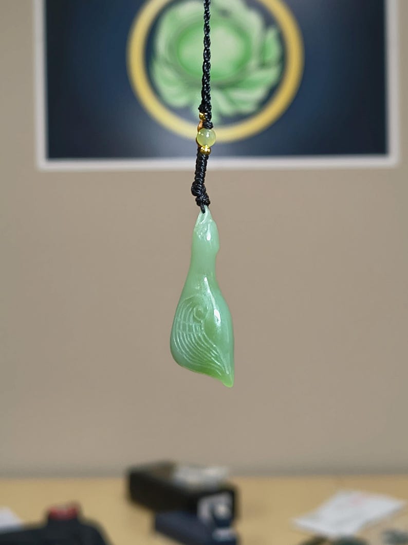 Authentic Siberian Light-Cyan Nephrite Jade Ram Goose Pendant - Image 3