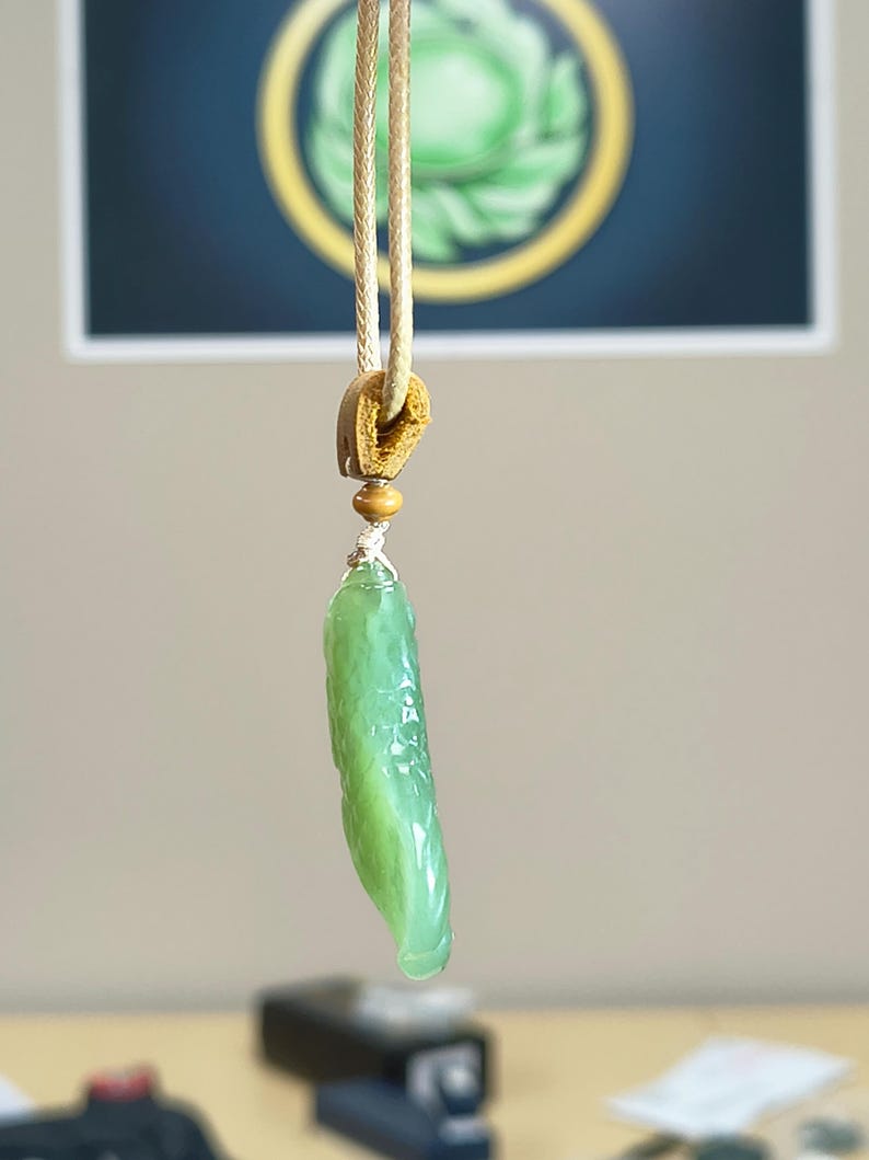 Authentic Siberian Cat's Eye Nephrite Jade Dragonfish (Arowana) Pendant - Image 3