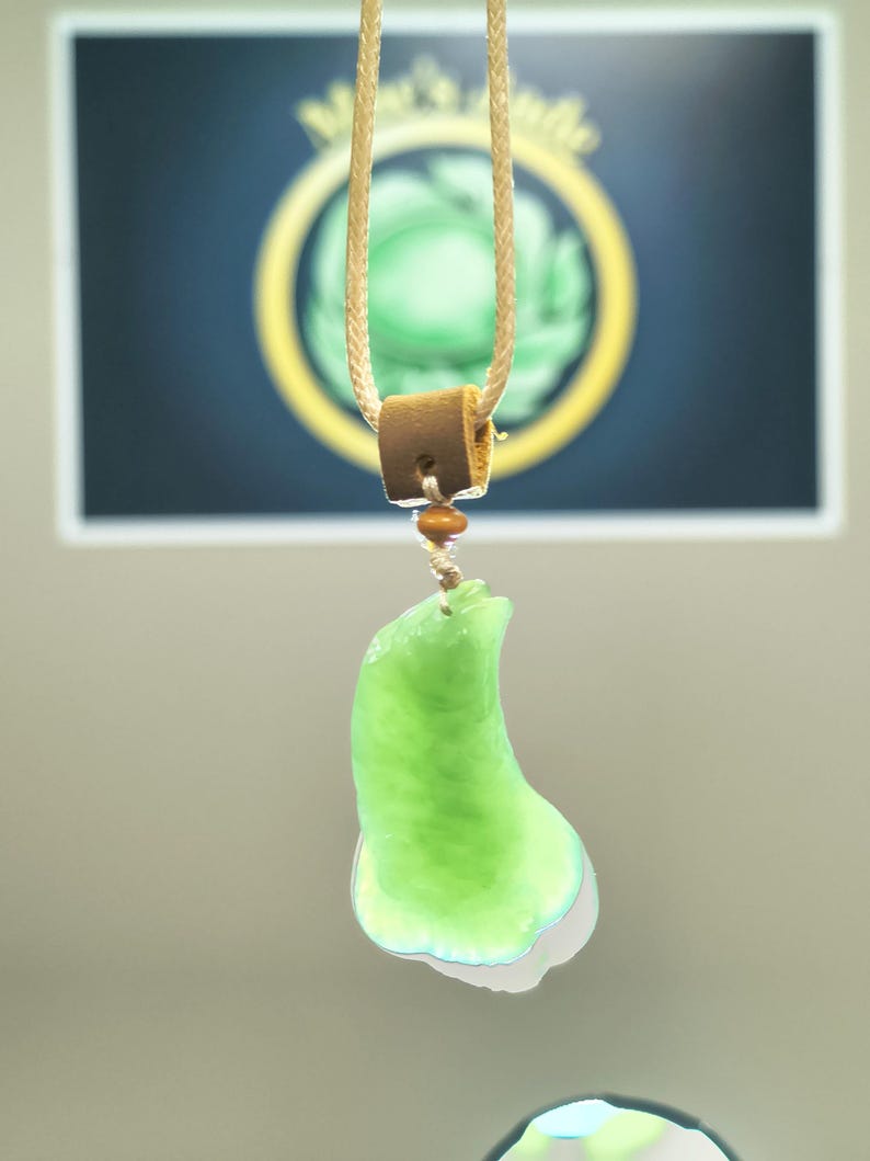 Authentic Siberian Cat's Eye Nephrite Jade Dragonfish (Arowana) Pendant - Image 6