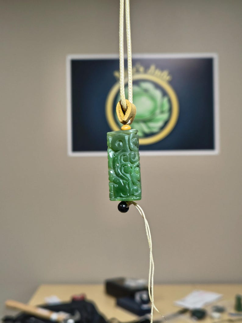 Certified Handmade Canadian Yukon Nephrite Jade Tube Bead - Image 5