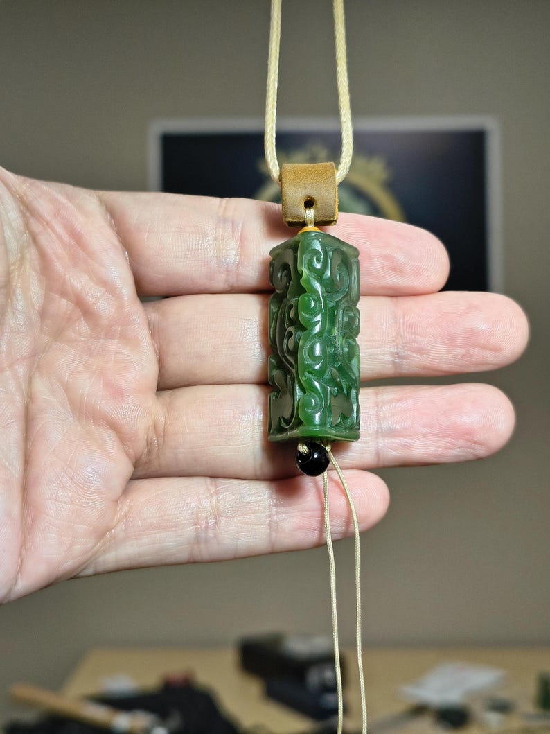 Certified Handmade Canadian Yukon Nephrite Jade Tube Bead - Image 7