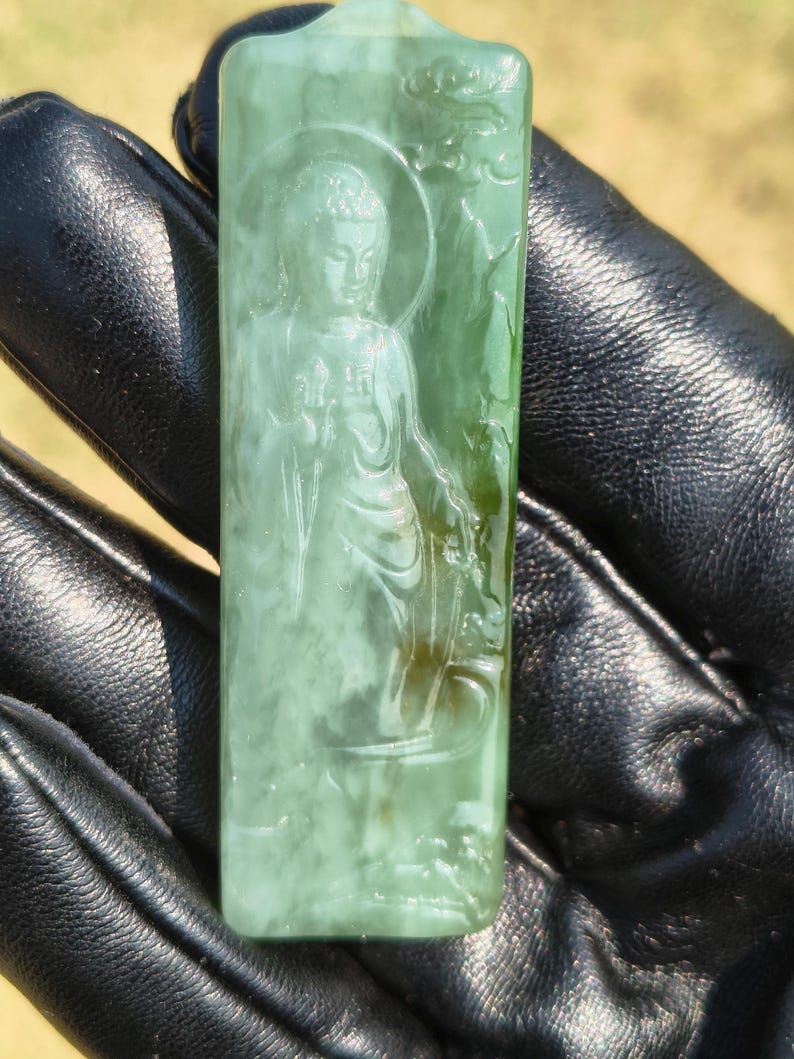 Exceptionally Icy! Nephrite Jade Buddha Pendant