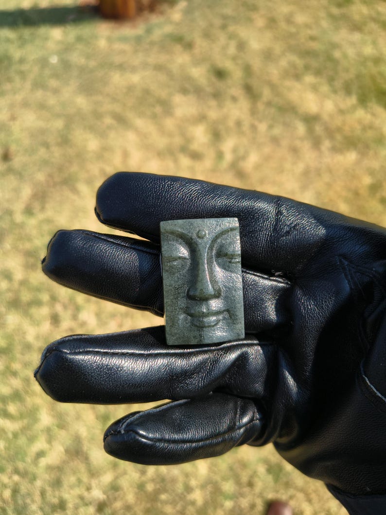 Certified Handmade Authentic Nephrite Jade Buddha's face Pendant (Not Big Sur Jade) - Image 8