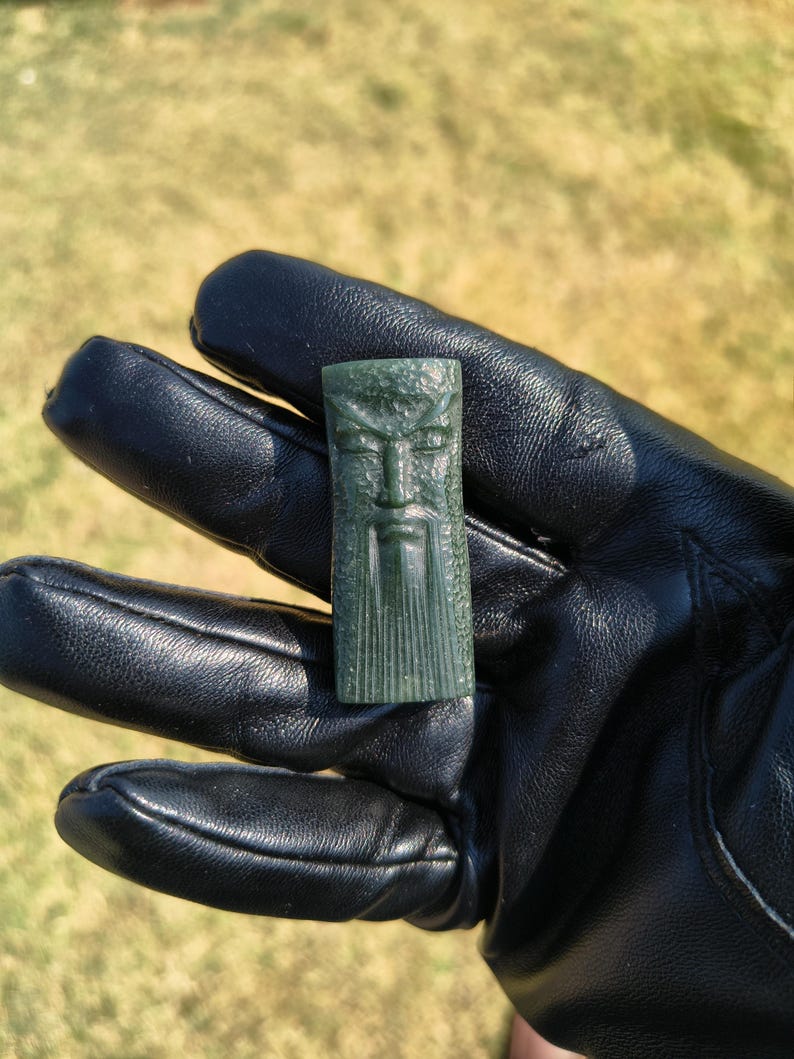 Certified Handmade Authentic Nephrite Jade Human face Pendant (Not Big Sur Jade) - Image 7