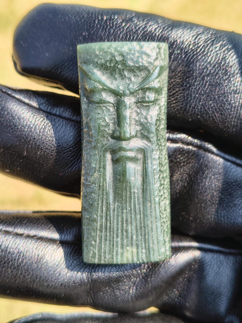 Certified Handmade Authentic Nephrite Jade Human face Pendant (Not Big Sur Jade)