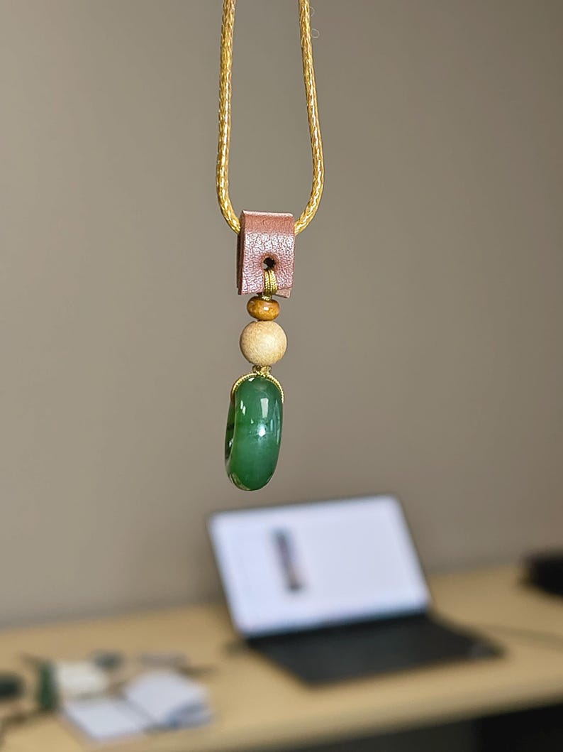 Hand-Carved Canadian Nephrite Jade Donut Pendant | Ping An Kou Talisman Necklace - Image 4