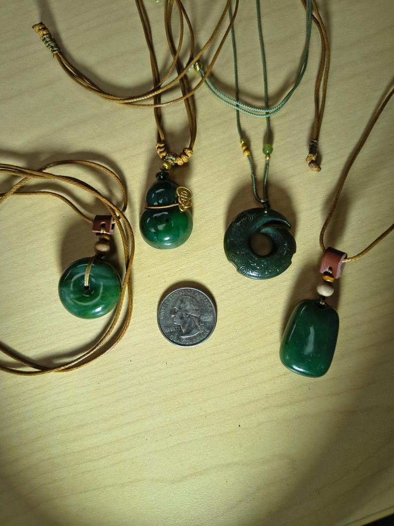 Kunlun Dark Green Nephrite Jade Spiral Pendant – Intricate Engraved Jade Necklace - Image 6