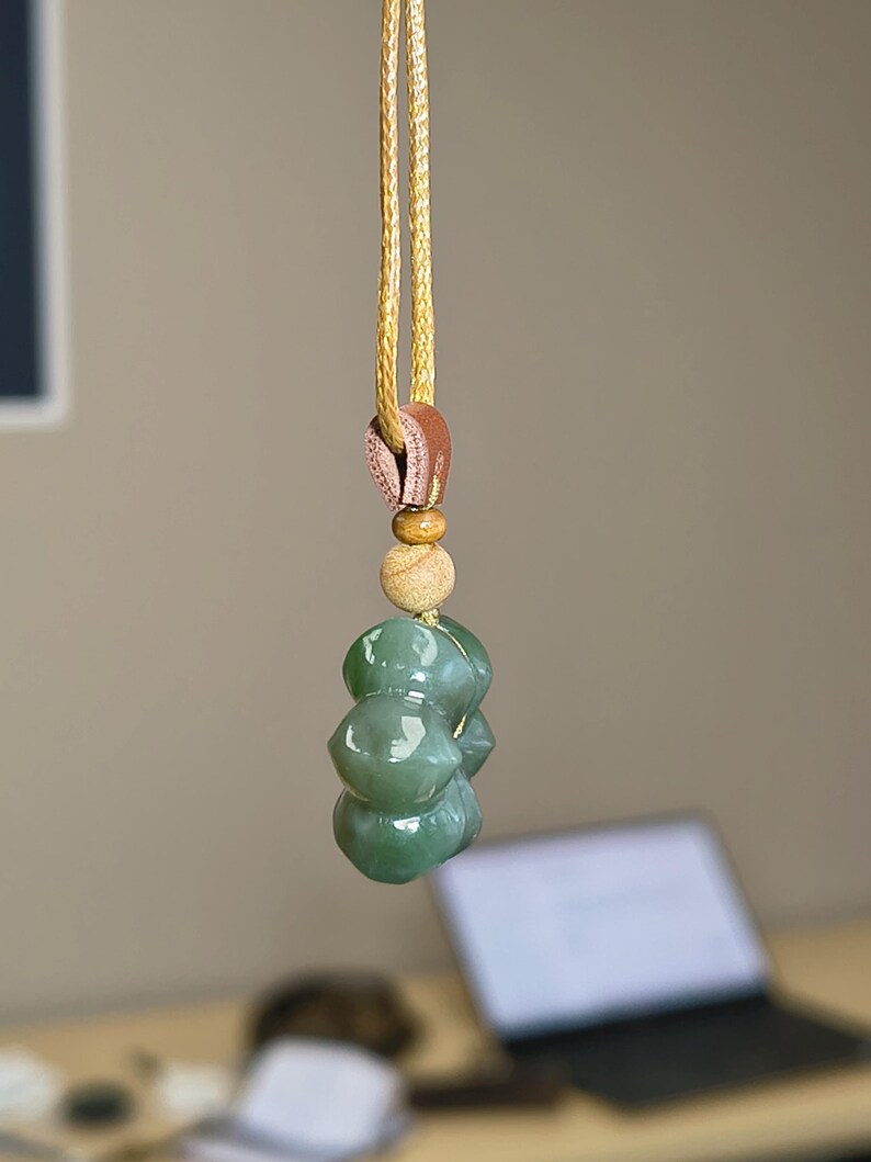 Natural Canadian Jade Floral Blossom Pendant | Carved Flower Amulet - Image 5