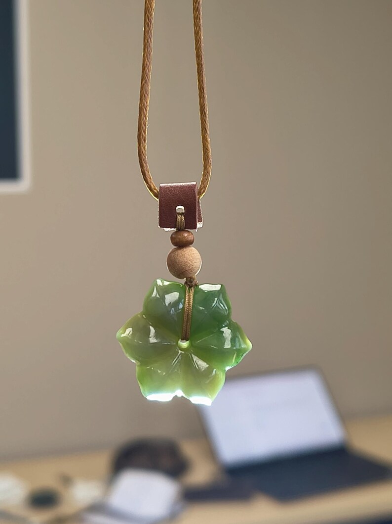 Natural Canadian Jade Floral Blossom Pendant | Carved Flower Amulet - Image 6