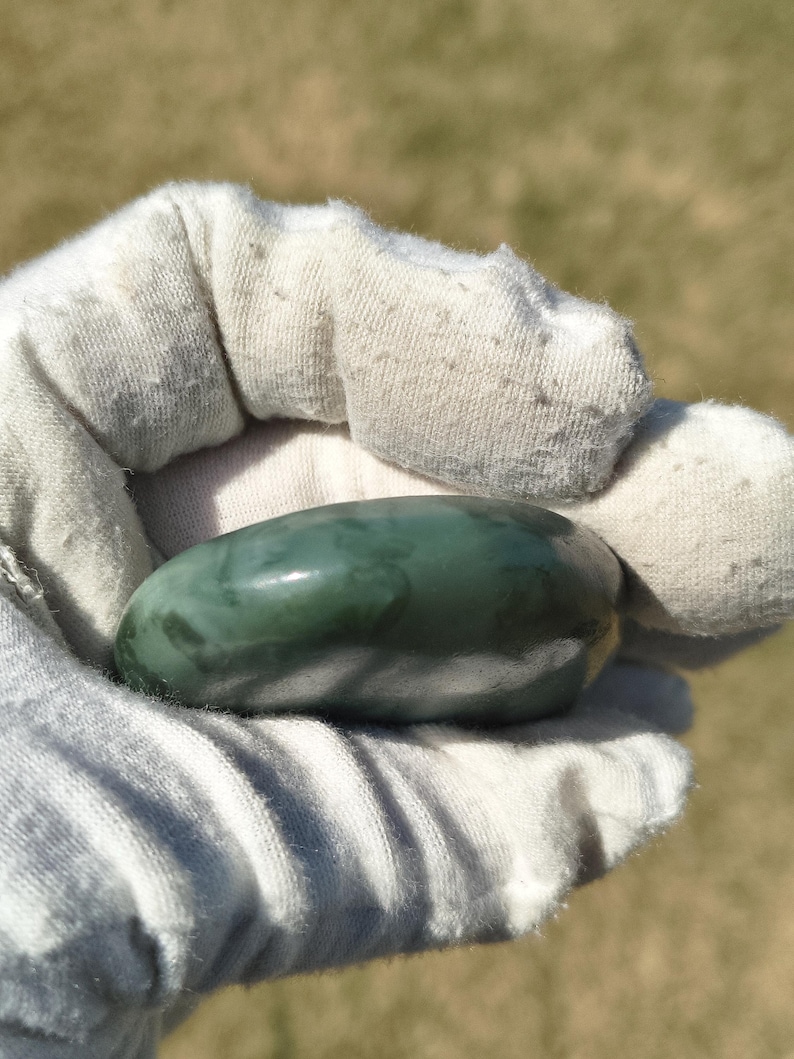 Authentic Siberian Olive-Cyan Chatoyancy Nephrite Jade - Image 4