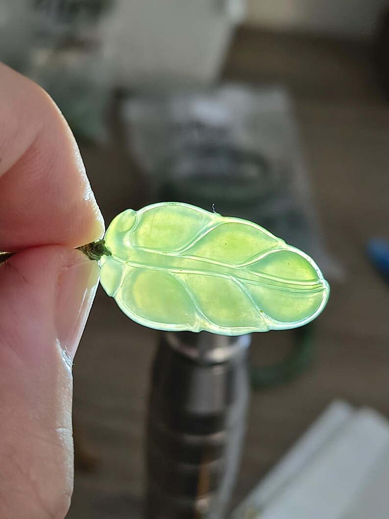 Authentic Siberian Icy Light-Green Nephrite Jade Hand Carved Leaf Pendant - Image 8